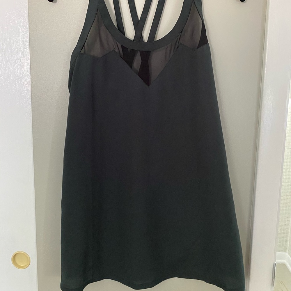 Olive criss cross back tank
